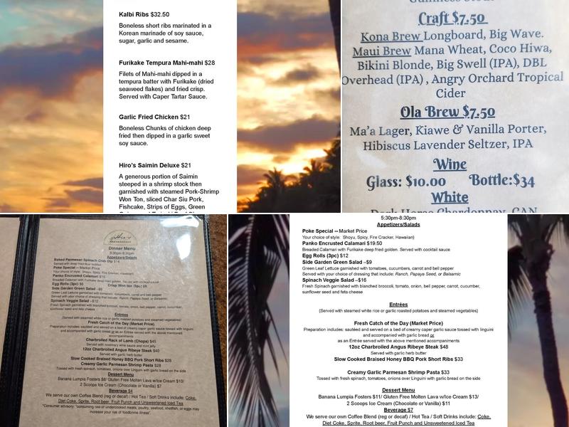 Hiro's Ohana Grill Menu