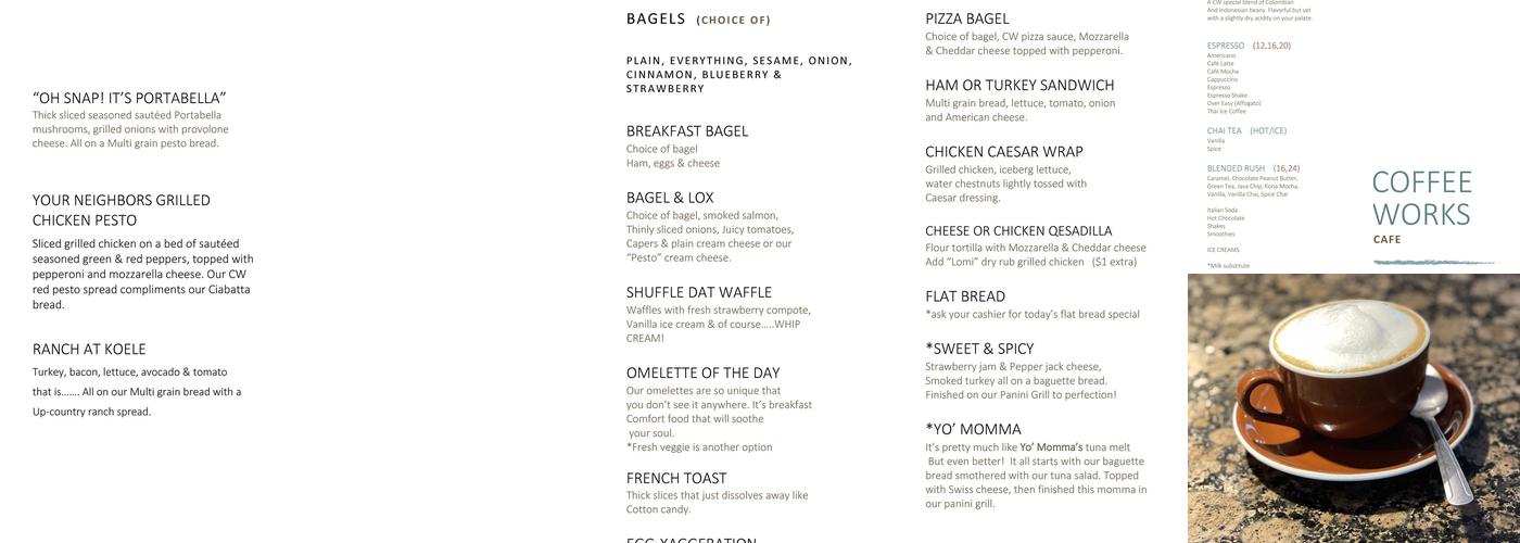 Coffee Works Menu
