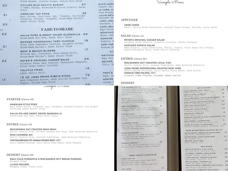 Merriman's Kapalua Menu