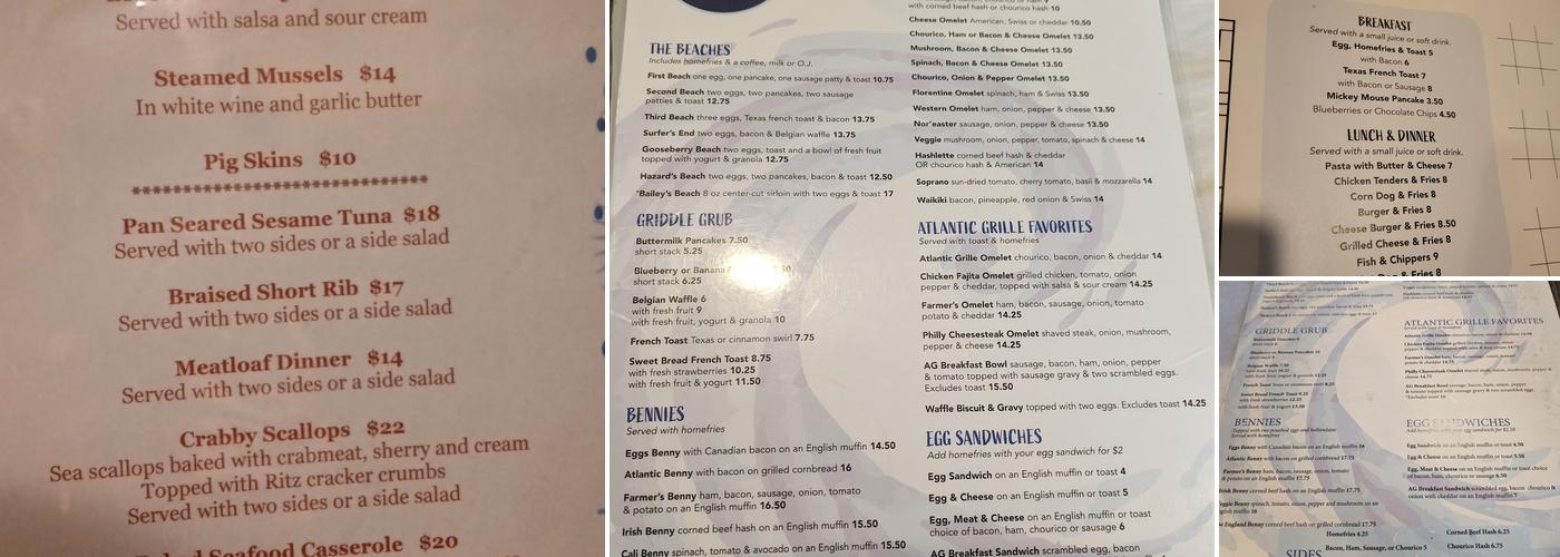 Atlantic Grille Menu