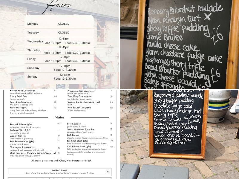 The Gwaelod-y-Garth Inn Menu
