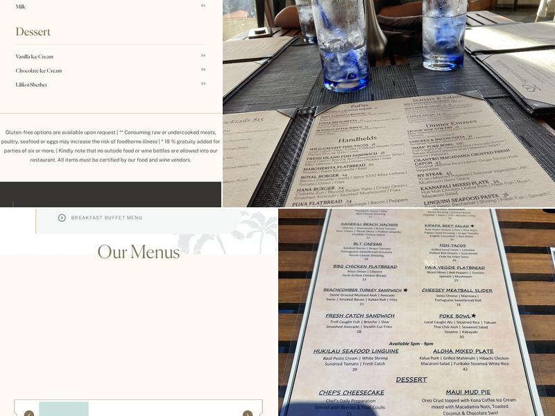 Royal Ocean Terrace Restaurant Menu