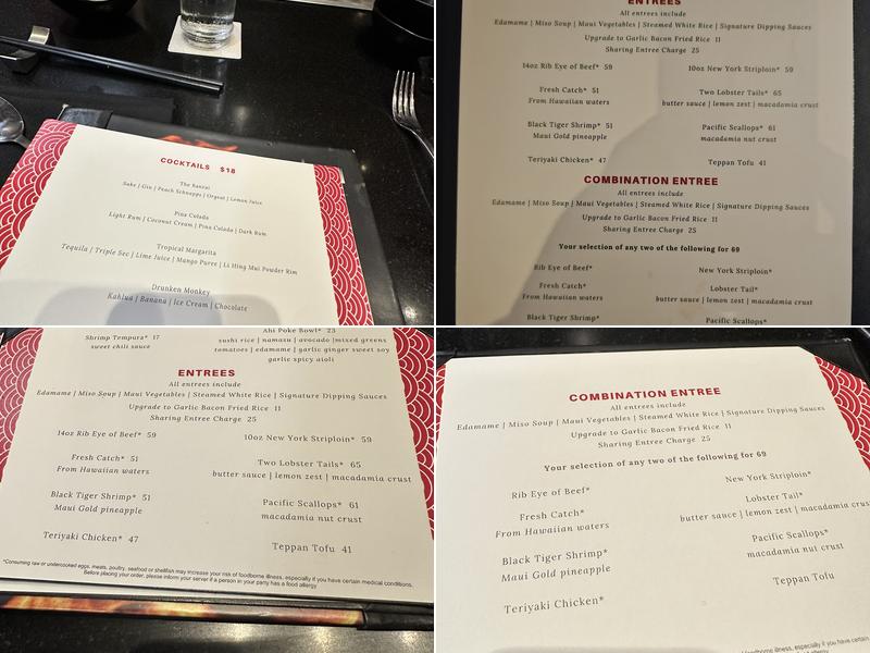 Teppan-yaki Dan Menu