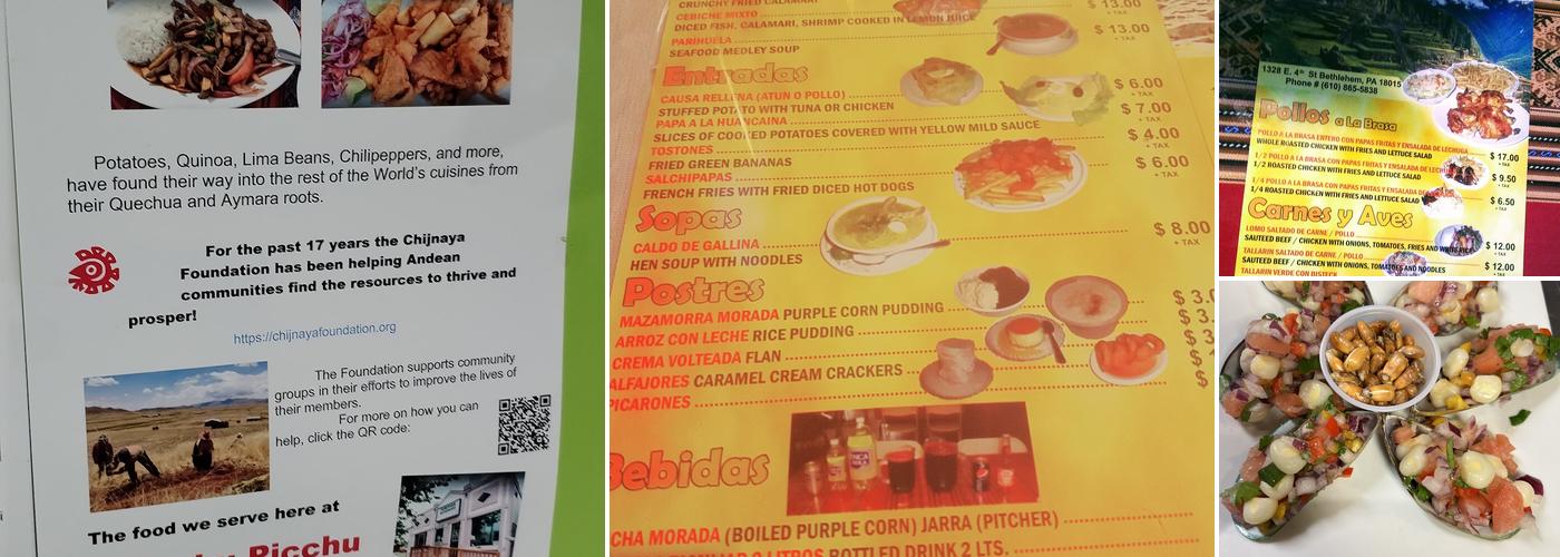 Machu Picchu Peruvian Restaurant Menu
