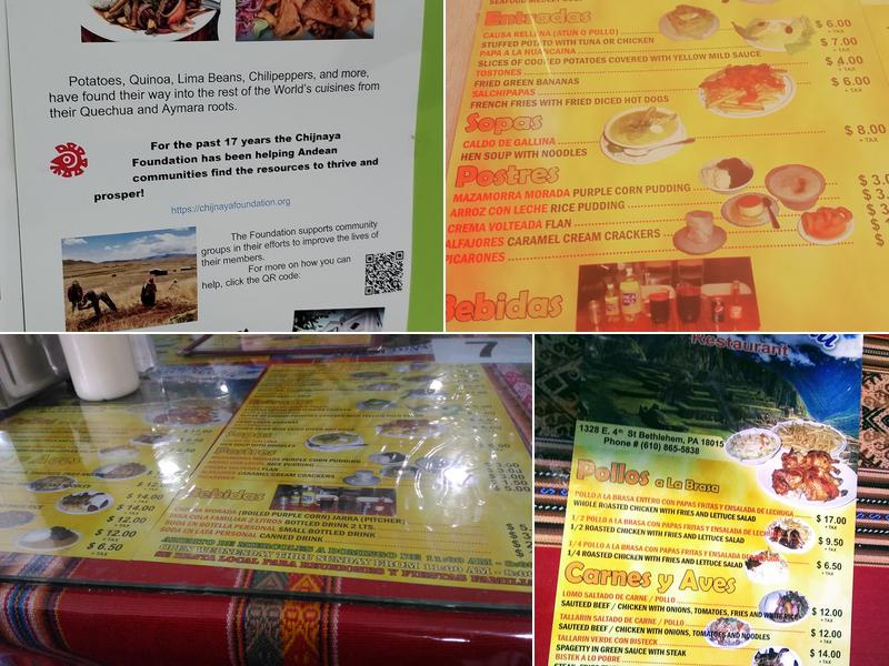 Machu Picchu Peruvian Restaurant Menu