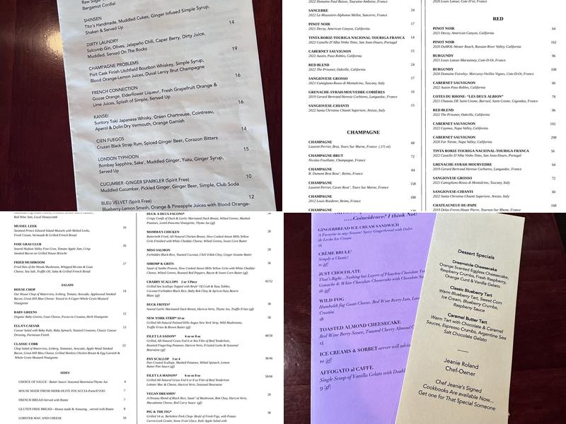 Ella's Food & Drink Menu