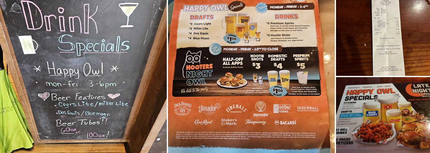 Hooters Menu