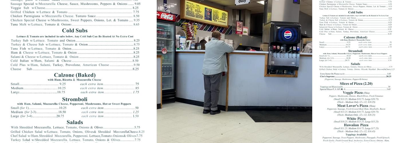 Ciro's Pizza Stuarts Draft Menu