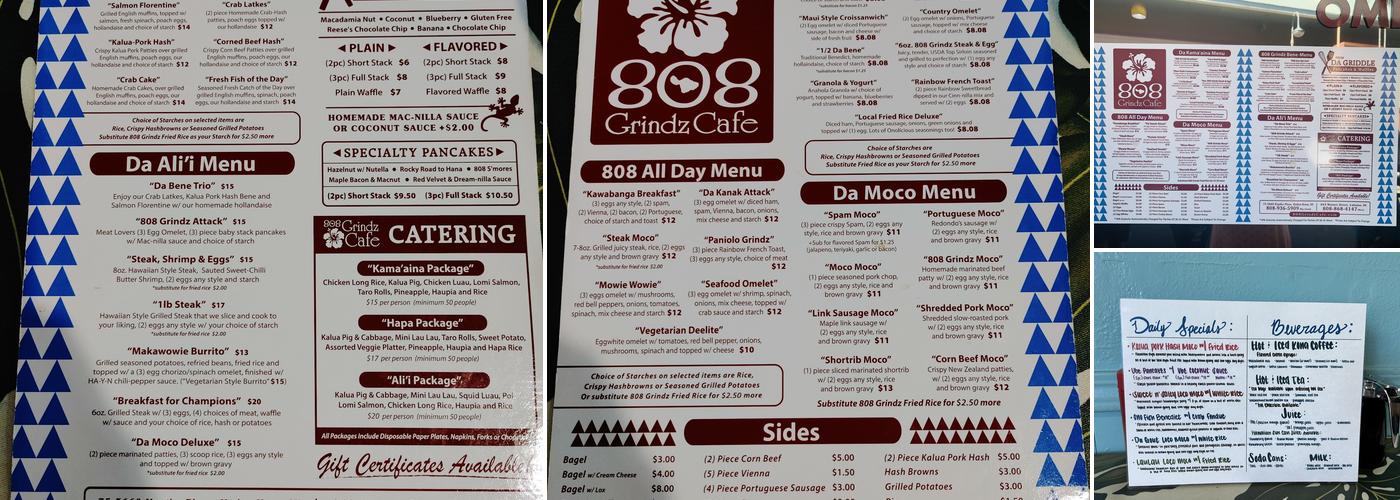 808 Grindz Cafe Menu
