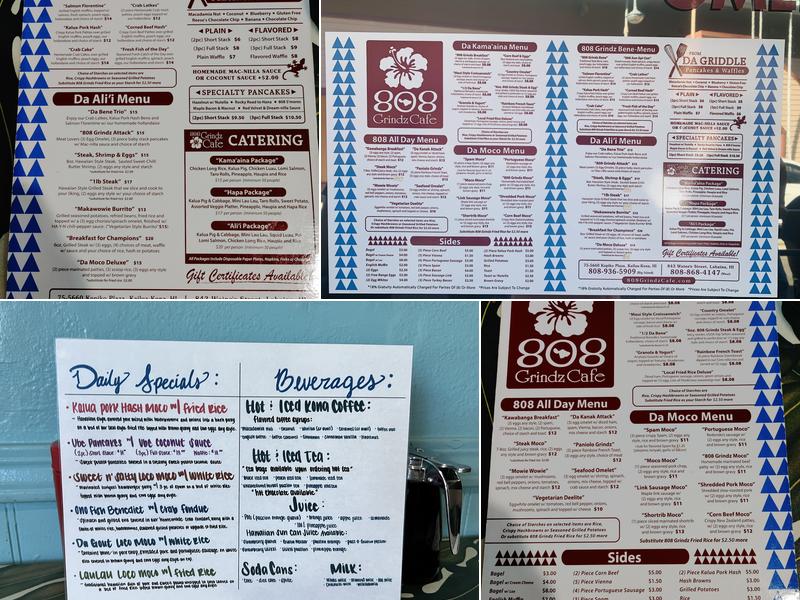 808 Grindz Cafe Menu