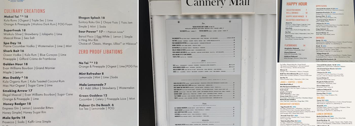 Mala Ocean Tavern Menu