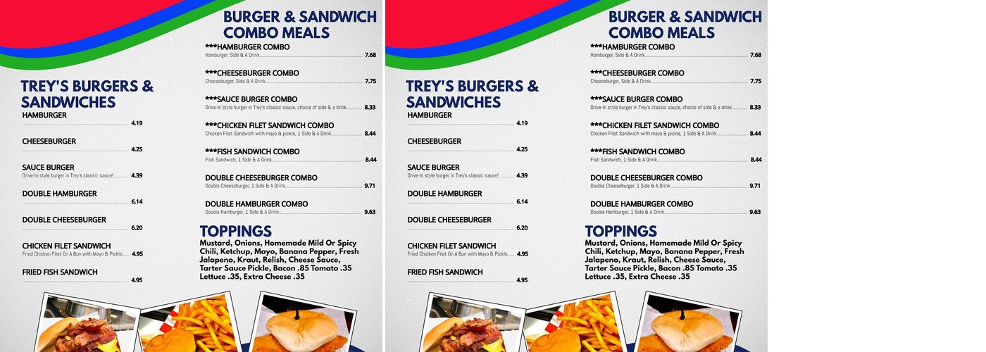 Trey's Restaurant Menu