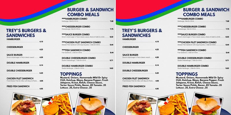 Trey's Restaurant Menu