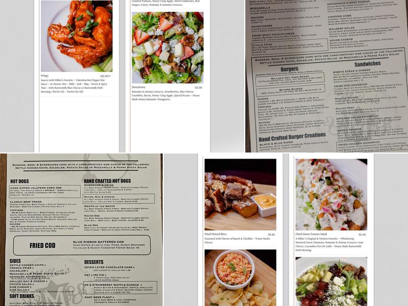 Miller's Downtown Menu