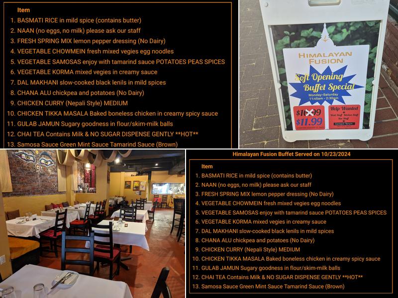 Himalayan Fusion Menu