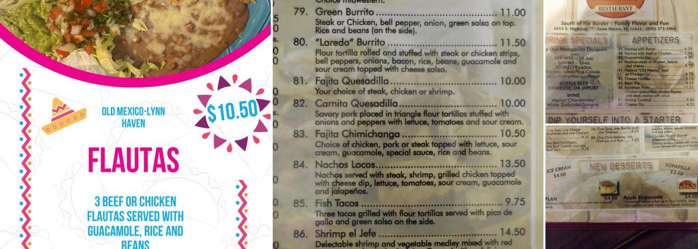 Old Mexico Restaurant Menu