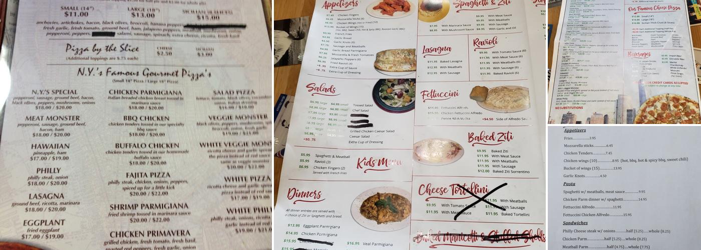 New York's Famous Pizza and Pasta Menu