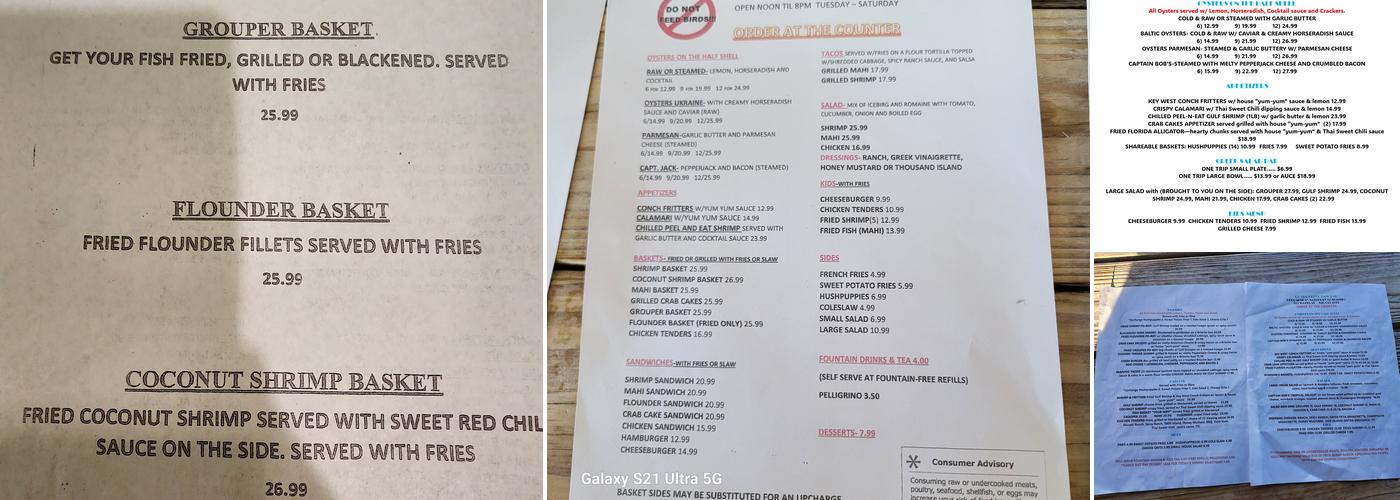 Up The Creek Raw Bar Menu