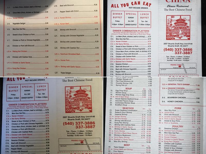 Peking China II Menu