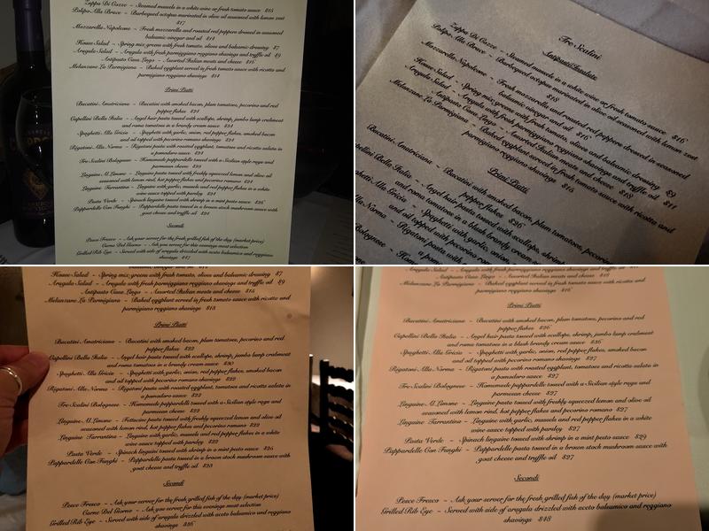 Tre Scalini Ristorante Menu