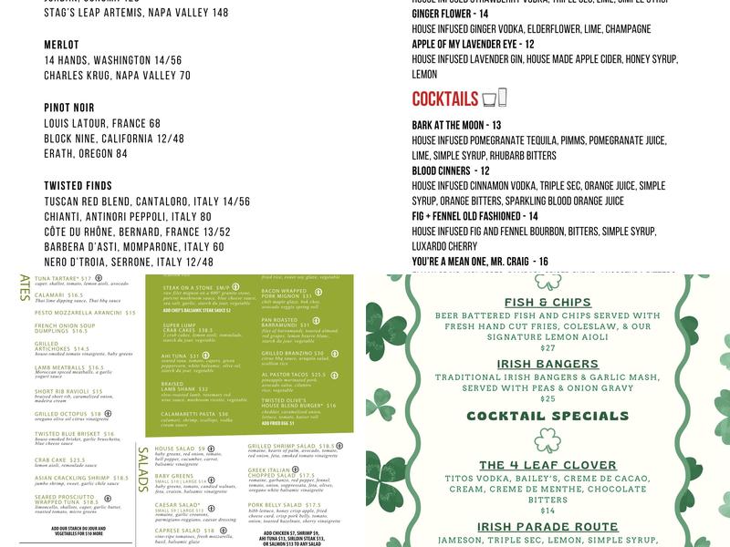 Twisted Olive Menu