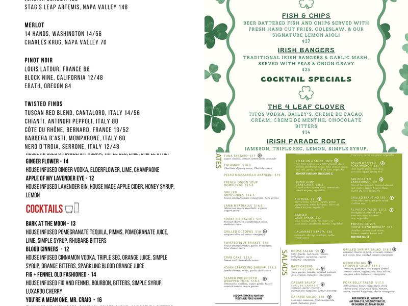 Twisted Olive Menu