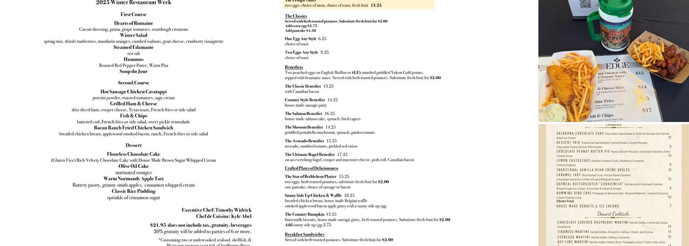 Edge Restaurant Menu