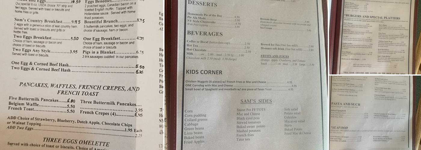 Sam's Kitchen Menu