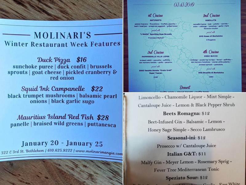 Molinari's Menu