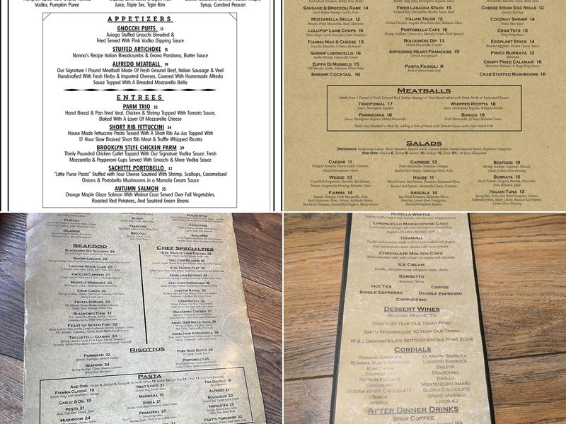 Fiamma Italian Grill Menu