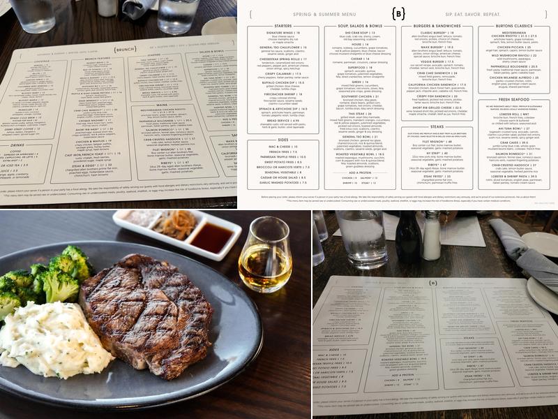 Burtons Grill & Bar Menu