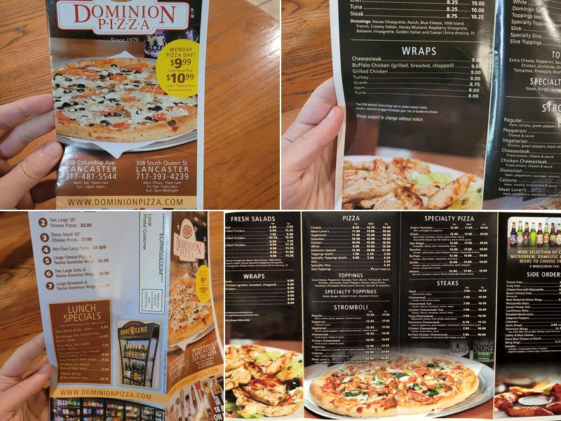 Dominion Pizza Menu
