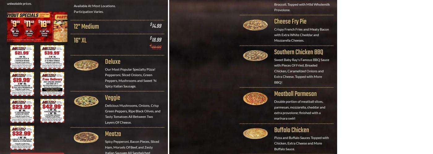 Metro Express Menu