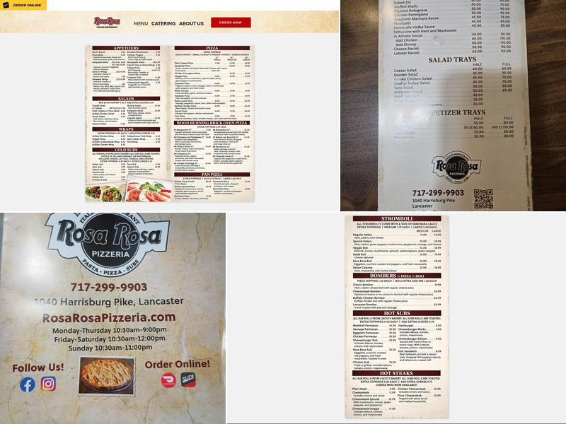 Rosa Rosa Pizzeria Menu