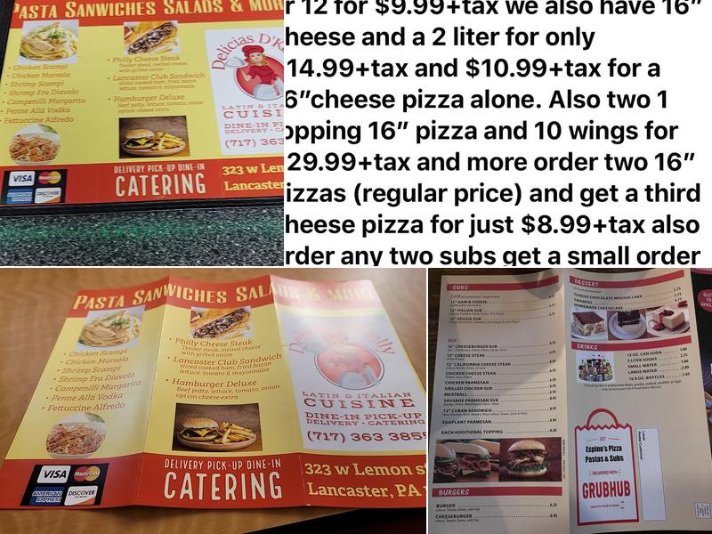 Espino's Pizza Menu
