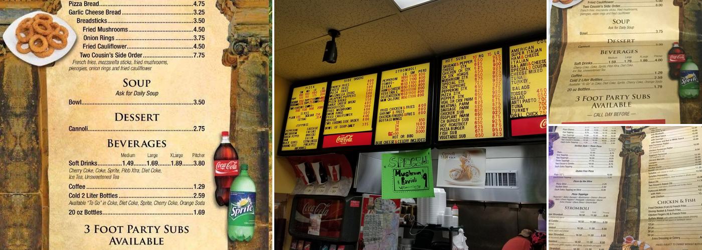 Two Cousins Pizza Millersville Menu