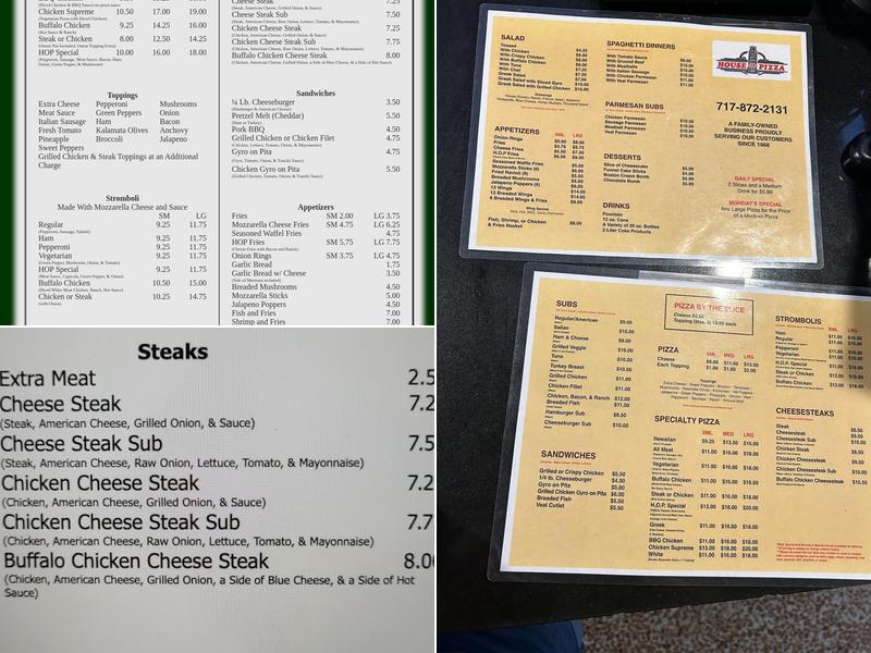 House of Pizza Menu