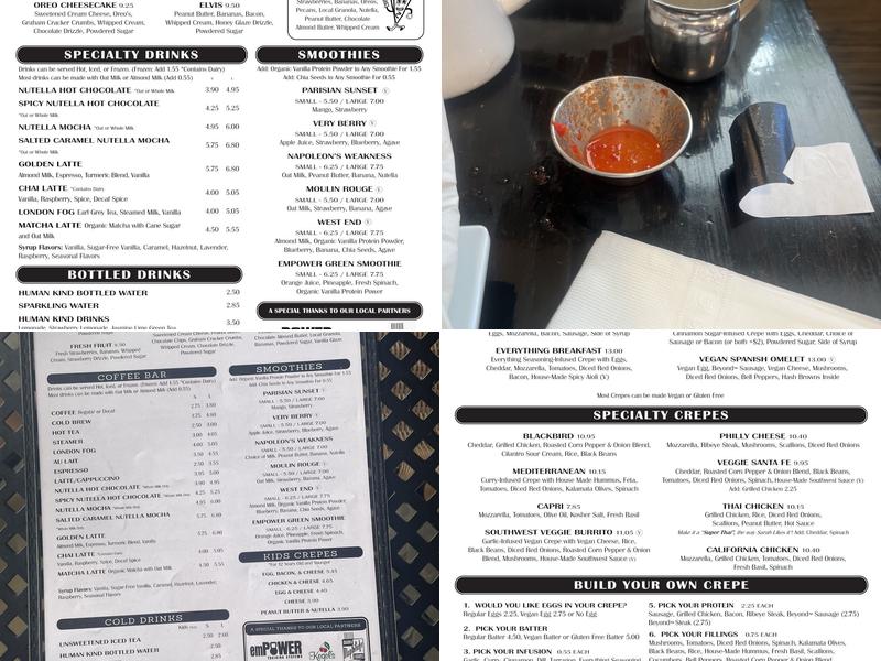 Rachel's Cafe & Creperie Menu