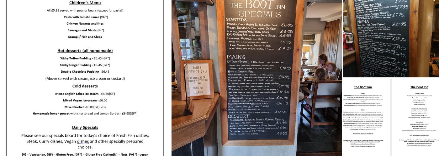 The Boot Inn Menu