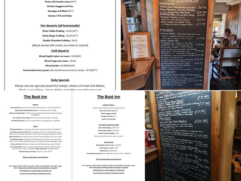The Boot Inn Menu