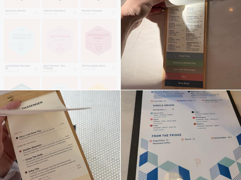 Passenger Coffee & Tea Showroom Menu