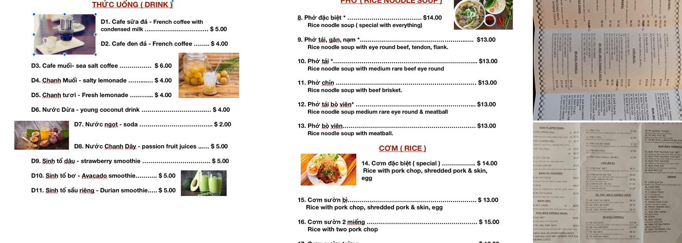 Cafe & pho hoang Menu