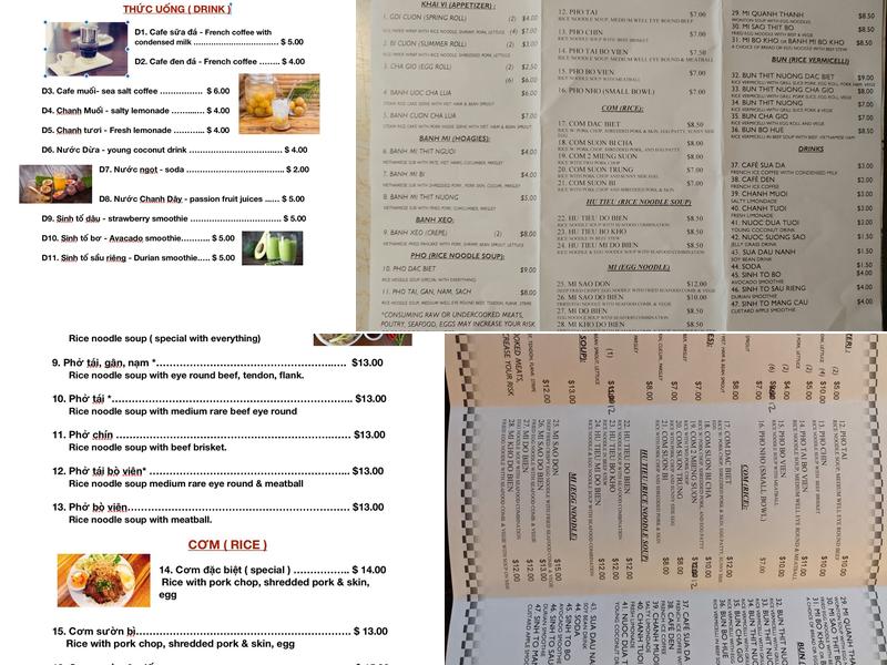 Cafe & pho hoang Menu