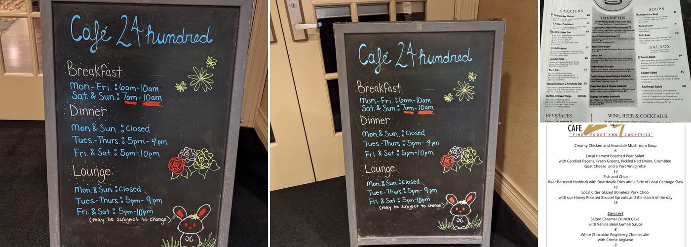 Cafe 24 Hundred Menu
