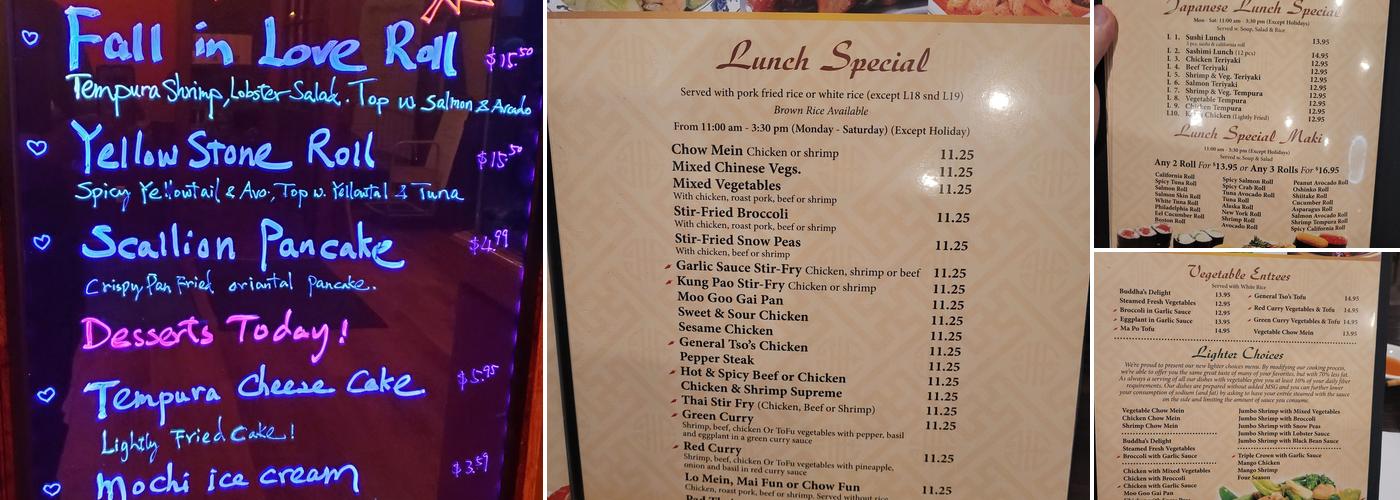 Cafe East Asian Cuisine and Sushi Menu