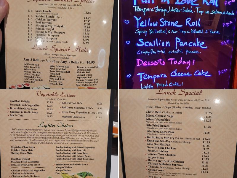 Cafe East Asian Cuisine and Sushi Menu