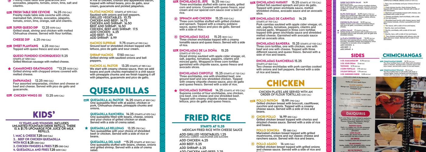 Plaza Azteca Mexican Restaurant · Lancaster Menu