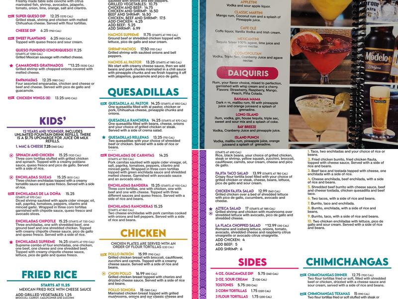 Plaza Azteca Mexican Restaurant · Lancaster Menu