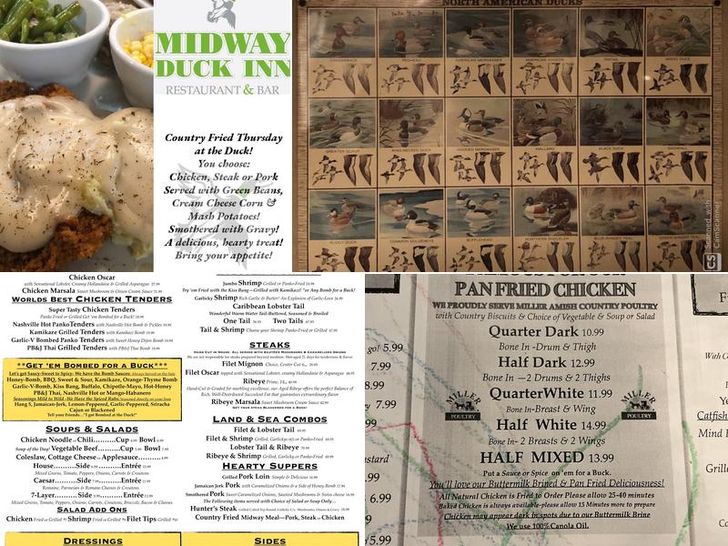 Midway Duck Inn Menu