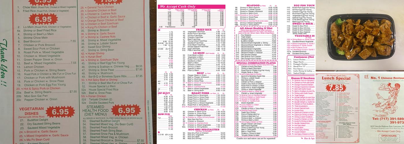 No.1 Chinese Restaurant Menu